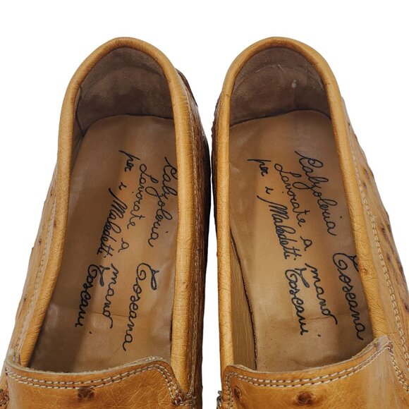 Italy Calzoleria Toscana Mens size 6.5 Brown Ostrich Leather loafer dress shoes main image 5